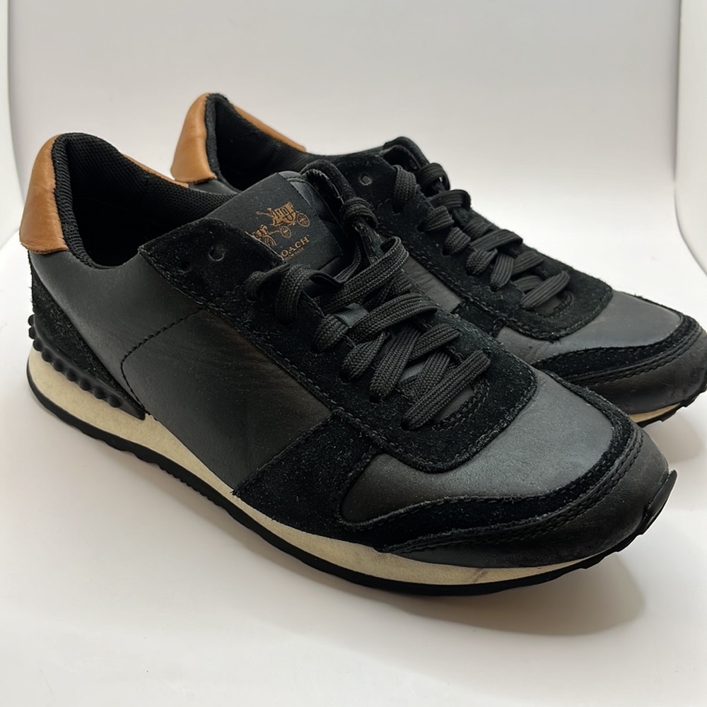 Coach Women’s Moonlight Black Brown leather suede sneaker running shoes size 6